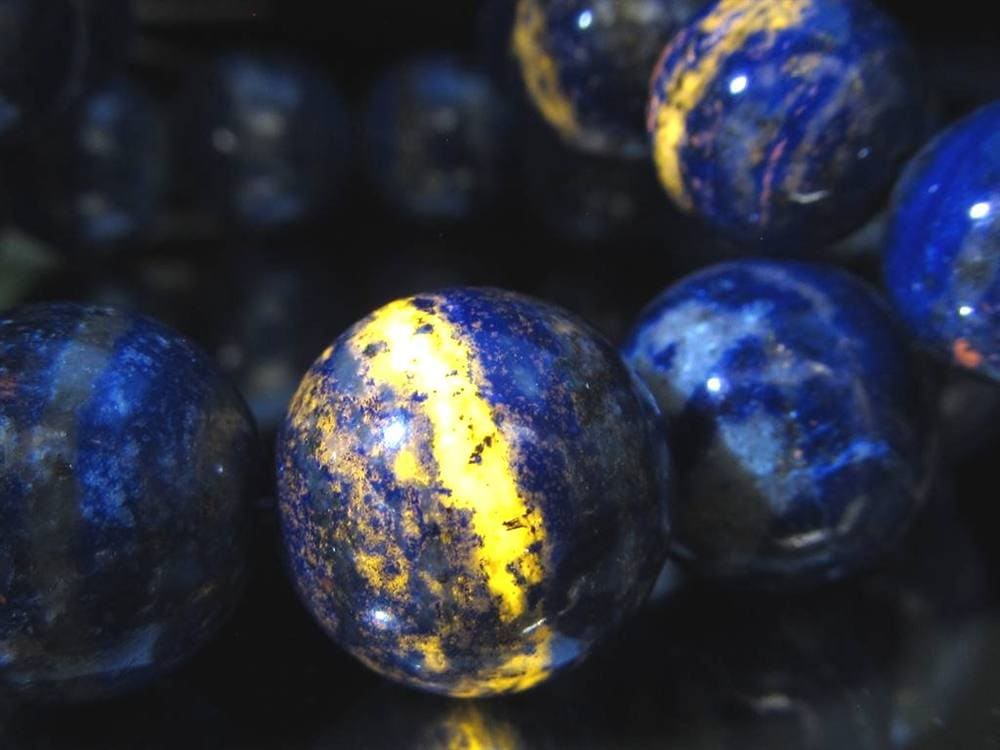 ラピスラズリ ブレスレット 誕生石 青金石 パワーストーン 蛍光ラピスラズリ