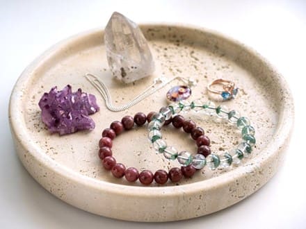 円形トラバーチントレイ 天然大理石トレイ 天然石ジュエリー