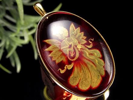 アンバー 琥珀 ペンダント PT カメオルース