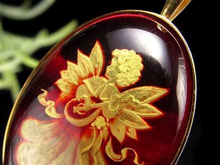 アンバー 琥珀 ペンダント PT カメオルース