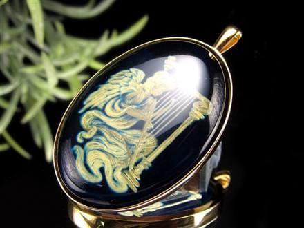 アンバー 琥珀 ペンダント PT カメオルース