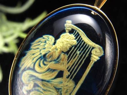 アンバー 琥珀 ペンダント PT カメオルース