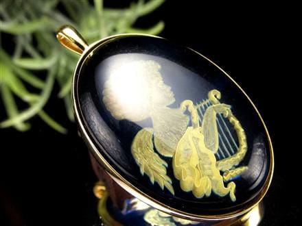 アンバー 琥珀 ペンダント PT カメオルース