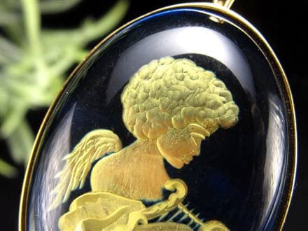 アンバー 琥珀 ペンダント PT カメオルース