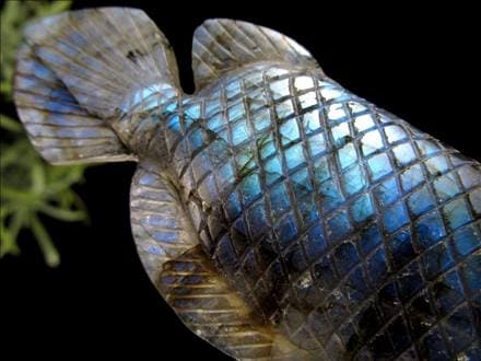 アロワナ 置物 ラブラドライト 龍魚 彫刻