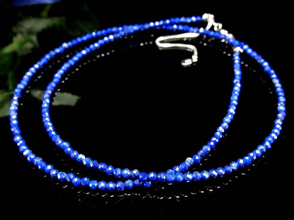 多面カット 12月の誕生石 ラピスラズリ ネックレス Silver925