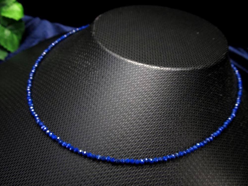 多面カット 12月の誕生石 ラピスラズリ ネックレス Silver925