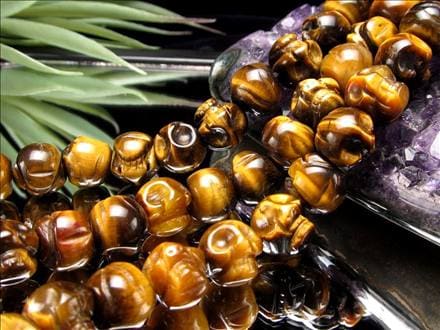 イエロータイガーアイ 虎目石 タイガーアイ ビーズ連 連材