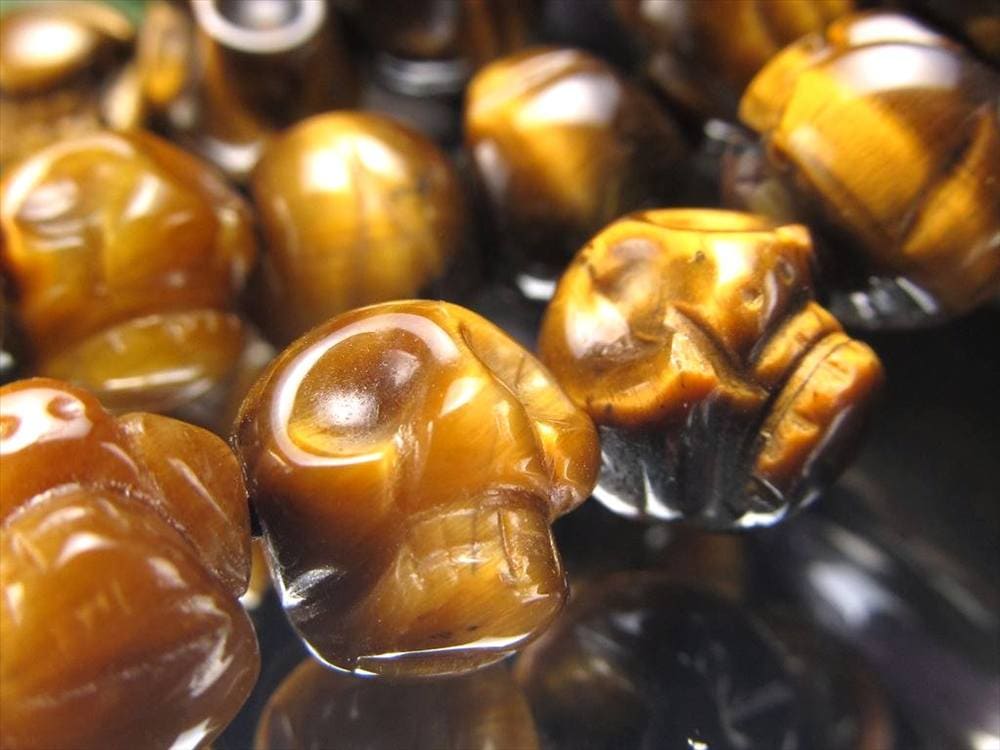 イエロータイガーアイ 虎目石 タイガーアイ ビーズ連 連材