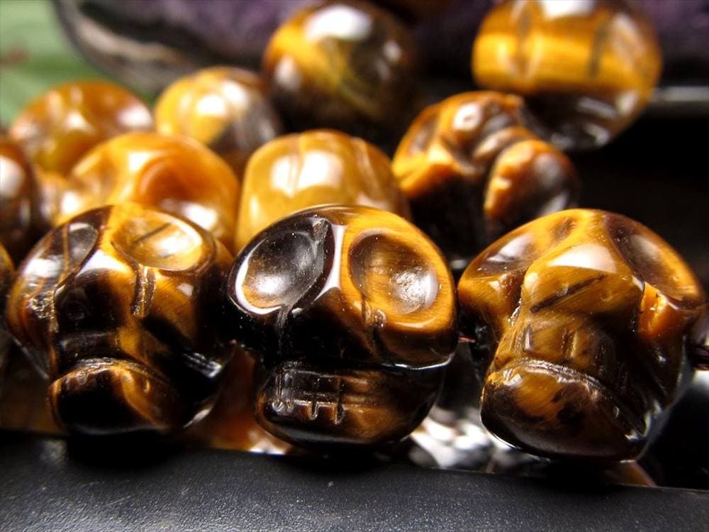 イエロータイガーアイ 虎目石 タイガーアイ ビーズ連 連材