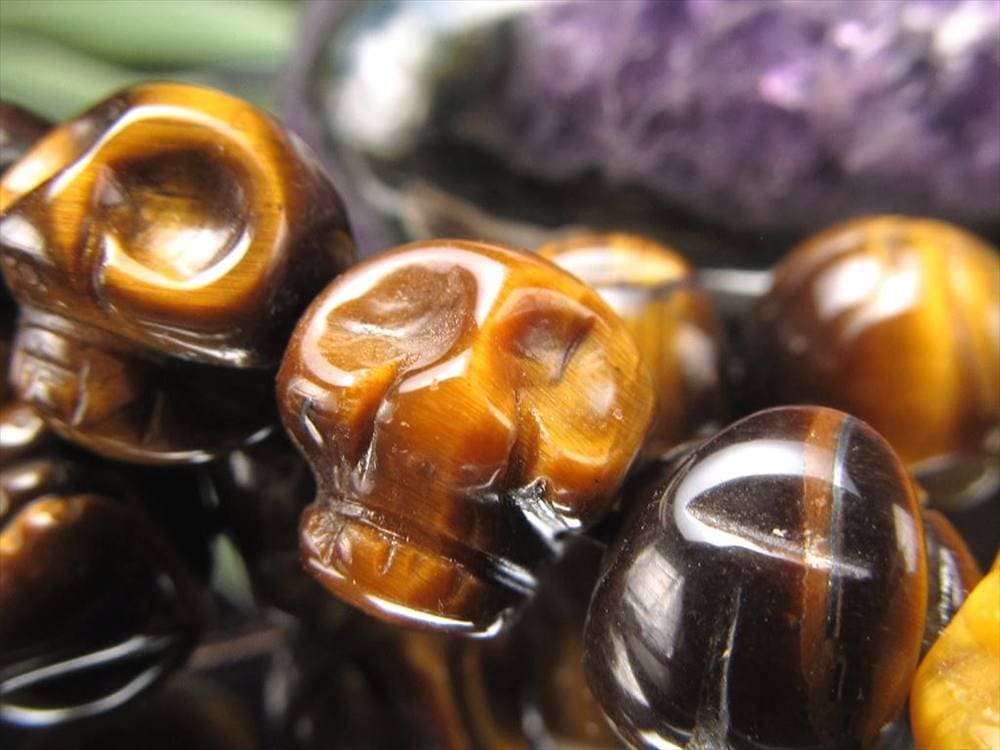 イエロータイガーアイ 虎目石 タイガーアイ ビーズ連 連材