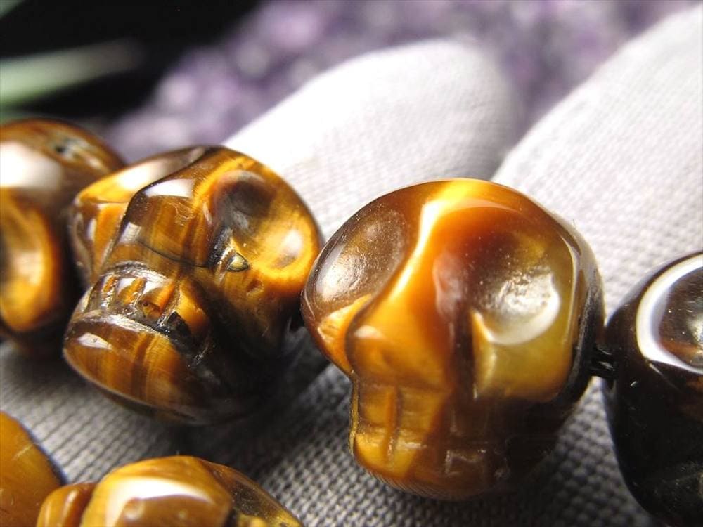 イエロータイガーアイ 虎目石 タイガーアイ ビーズ連 連材