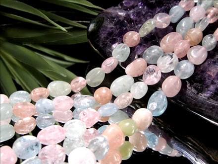 MIXベリル,ミックスベリル,アクアマリン,モルガナイト,イエローベリル,タンブル,ビーズ連,連材