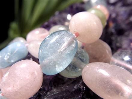 MIXベリル,ミックスベリル,アクアマリン,モルガナイト,イエローベリル,タンブル,ビーズ連,連材