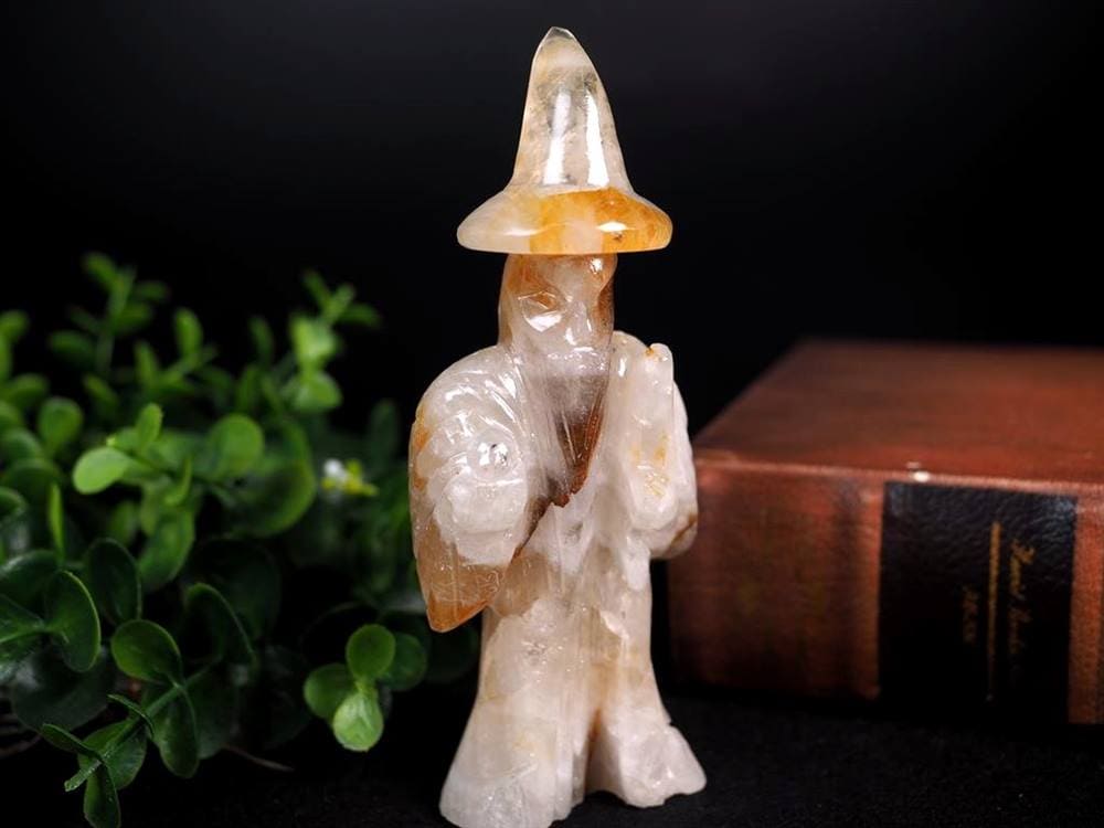置物 彫刻 魔法使い ウィッチ 天然石