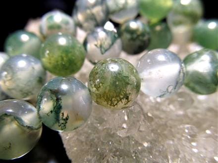 モスアゲート 苔瑪瑙 アゲート ビーズ 一連