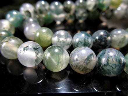 モスアゲート 苔瑪瑙 アゲート ビーズ 一連