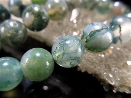 モスアゲート 苔瑪瑙 アゲート ビーズ 一連