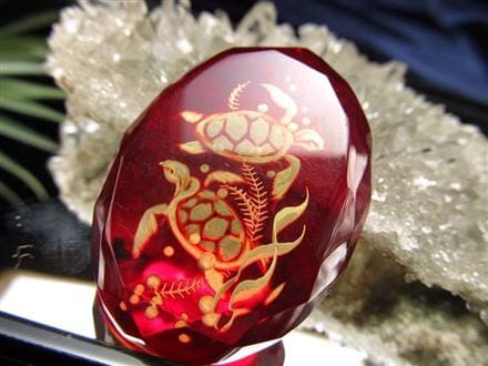 アンバー ルースタンブル カメオ 琥珀 インタリオ