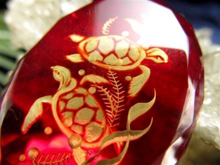 アンバー ルースタンブル カメオ 琥珀 インタリオ