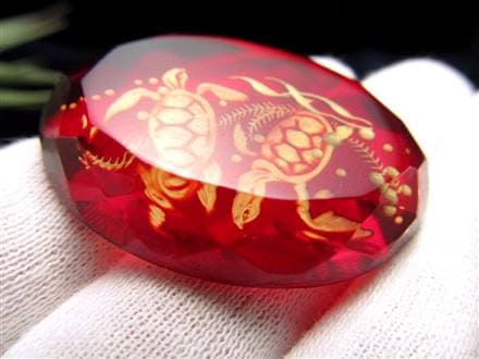 アンバー ルースタンブル カメオ 琥珀 インタリオ