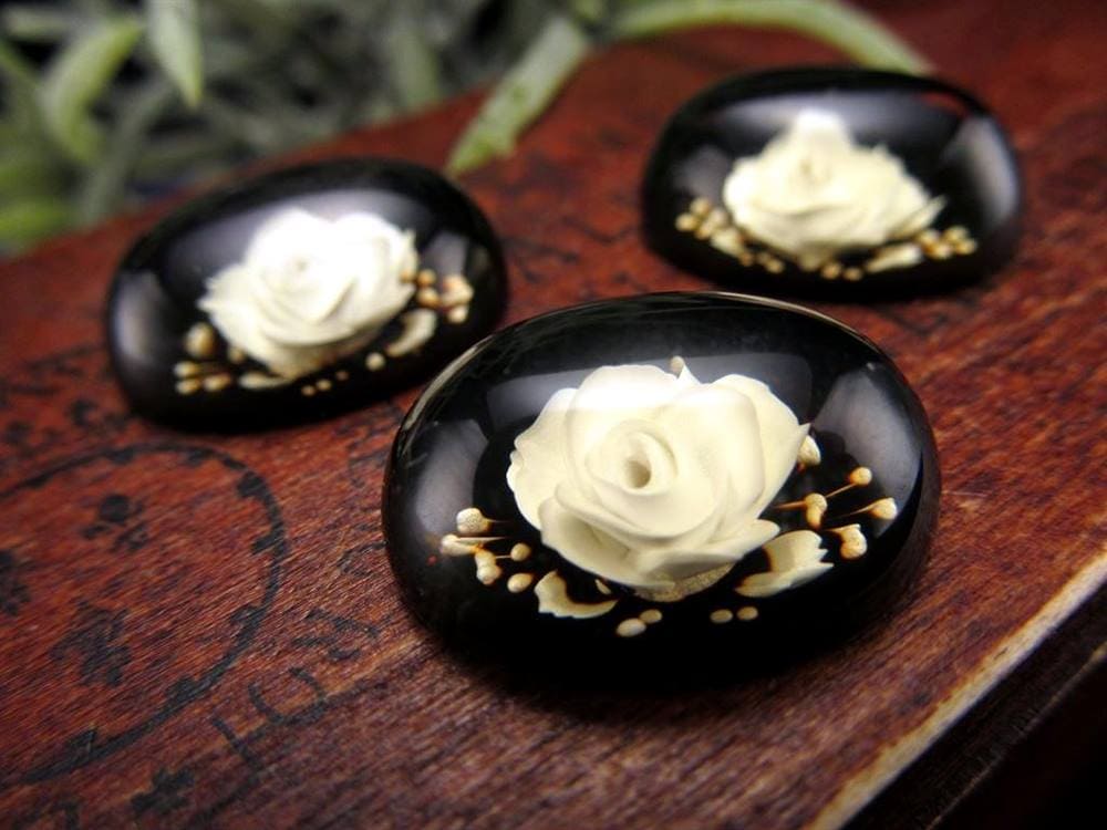 アンバー ルースタンブル カメオ 琥珀 バルティックアンバー