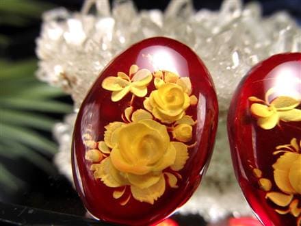 アンバー ルースタンブル カメオ 琥珀 インタリオ