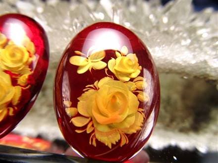 アンバー ルースタンブル カメオ 琥珀 インタリオ