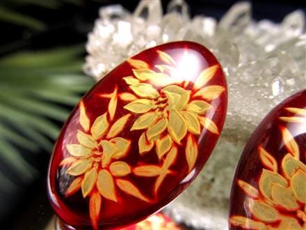 アンバー ルースタンブル カメオ 琥珀 インタリオ