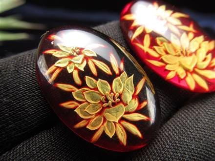 アンバー ルースタンブル カメオ 琥珀 インタリオ