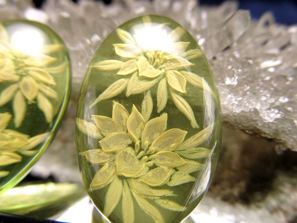 アンバー ルースタンブル カメオ 琥珀 インタリオ