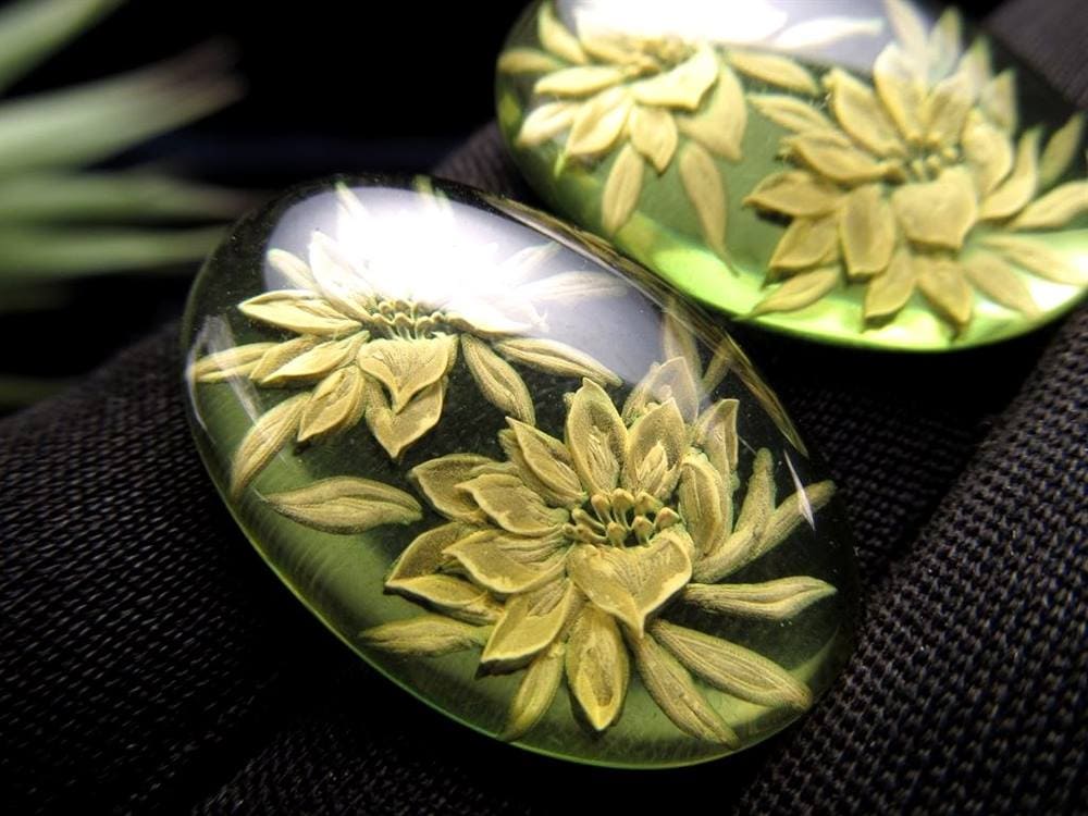 アンバー ルースタンブル カメオ 琥珀 インタリオ