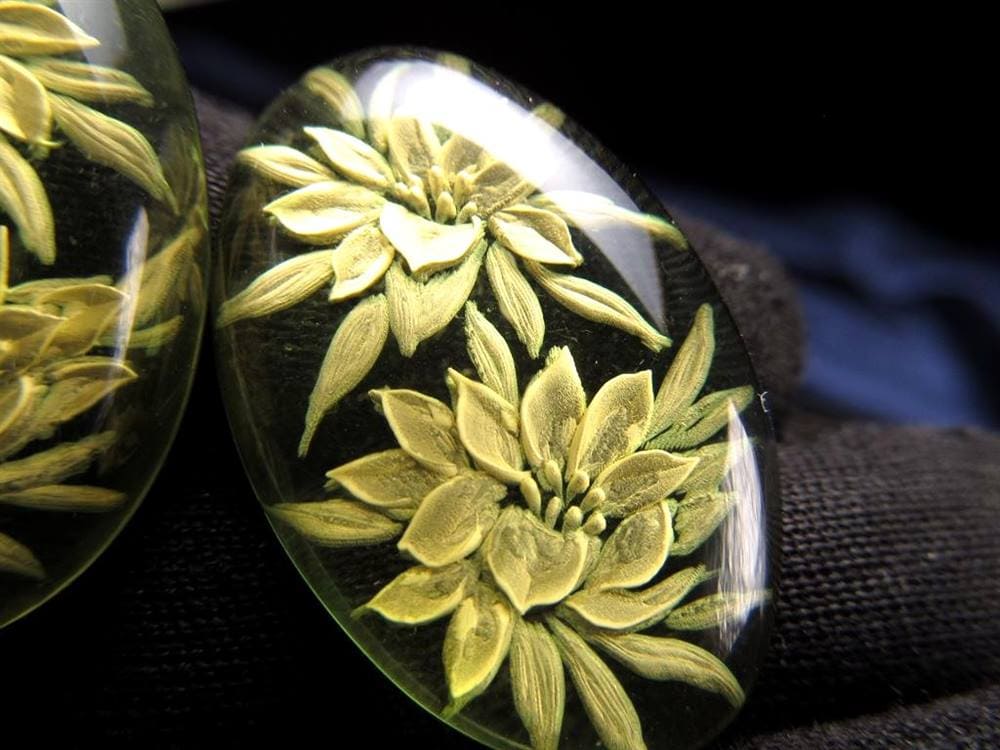 アンバー ルースタンブル カメオ 琥珀 インタリオ