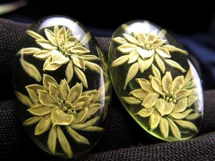 アンバー ルースタンブル カメオ 琥珀 インタリオ