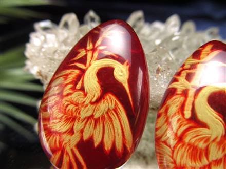 アンバー ルースタンブル カメオ 琥珀 インタリオ