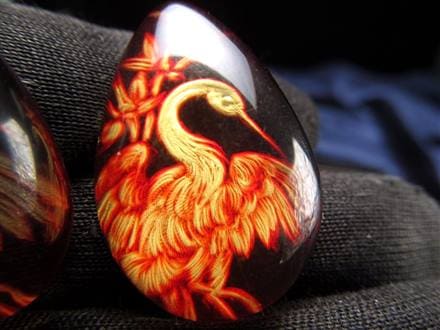 アンバー ルースタンブル カメオ 琥珀 インタリオ