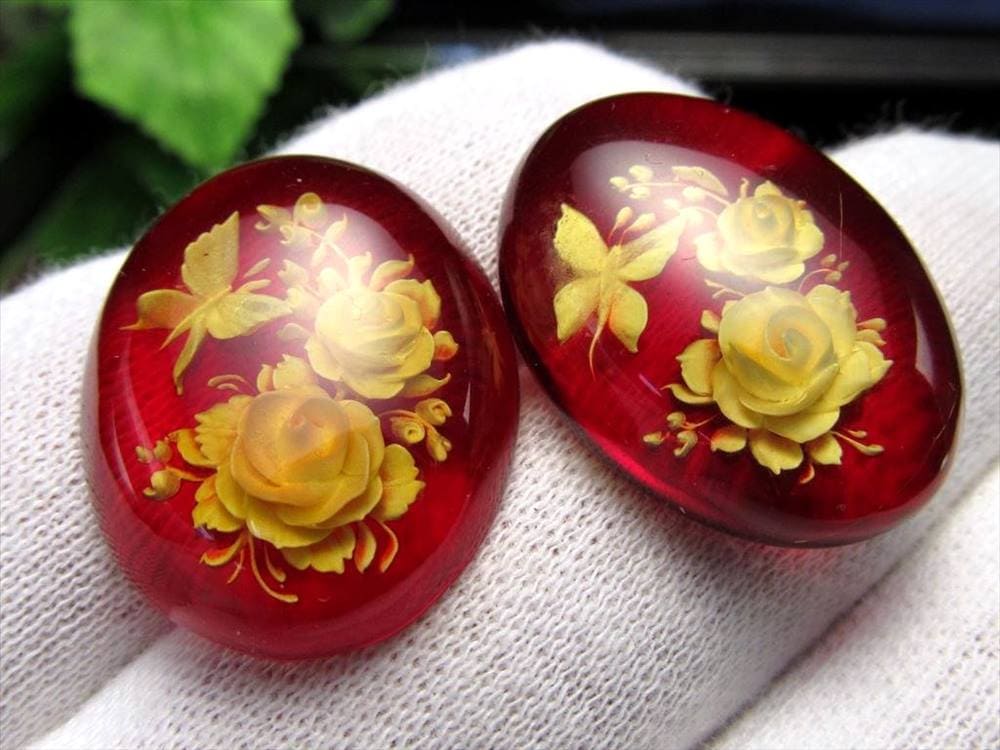 アンバー ルースタンブル カメオ 琥珀 インタリオ