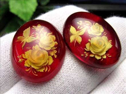 アンバー ルースタンブル カメオ 琥珀 インタリオ