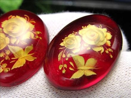 アンバー ルースタンブル カメオ 琥珀 インタリオ