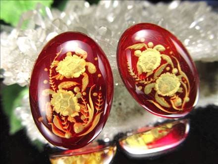 アンバー ルースタンブル カメオ 琥珀 インタリオ