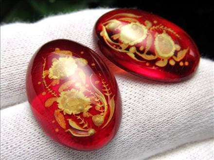 アンバー ルースタンブル カメオ 琥珀 インタリオ