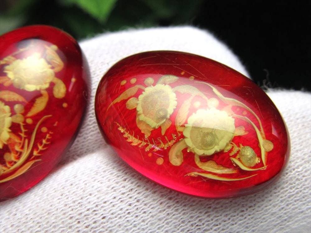 アンバー ルースタンブル カメオ 琥珀 インタリオ