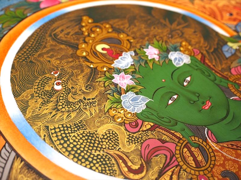 チベット密教 新品 》 ガネーシャ タンカ 曼荼羅 手描き 1点物