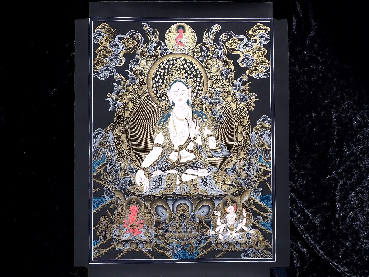 貴重な本物 曼荼羅 マンダラ 手書きの精密画 1点物 チベット仏教 悟りの図像 仏教美術 100 木綿 コットン 台紙 曼荼羅 曼陀羅 図像