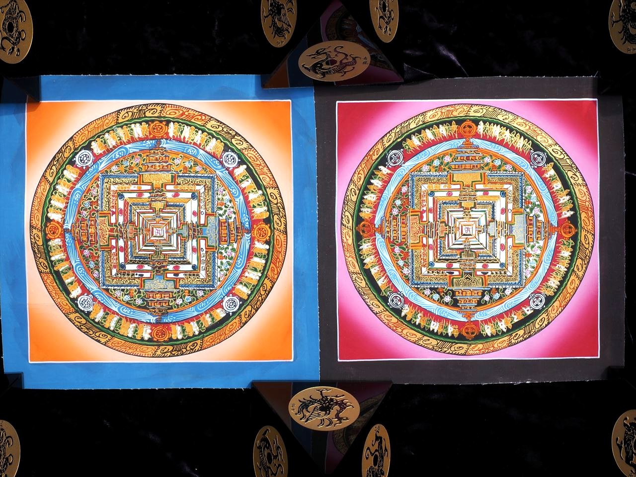 《 チベット密教　新品 》 手描き　タンカ　曼荼羅　カーラチャクラマンダラ　43新品未使用
