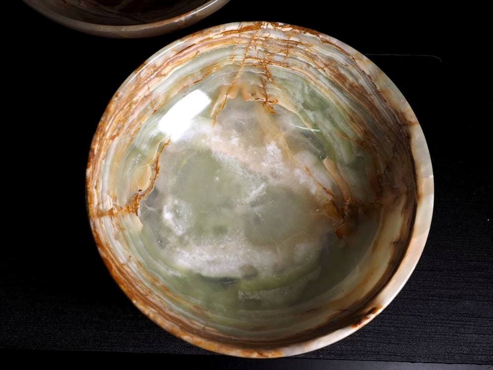 温泉グリーンアラゴナイト皿
