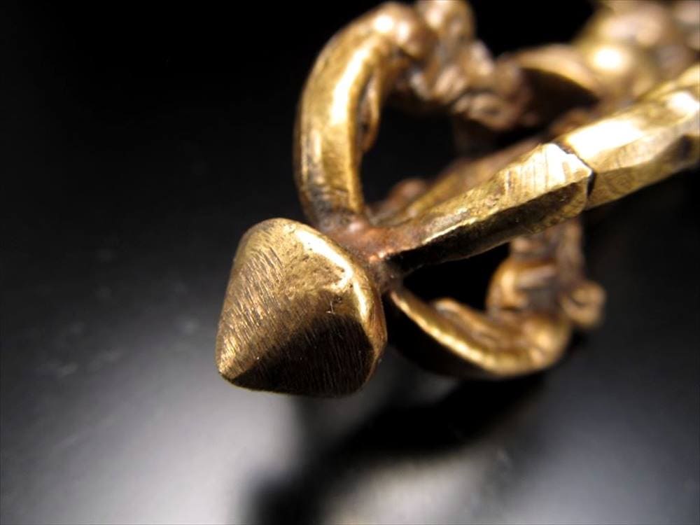 ヴァジュラ 金剛杵 古代チベット 密教法具 ヴィンテージ調 真鍮製