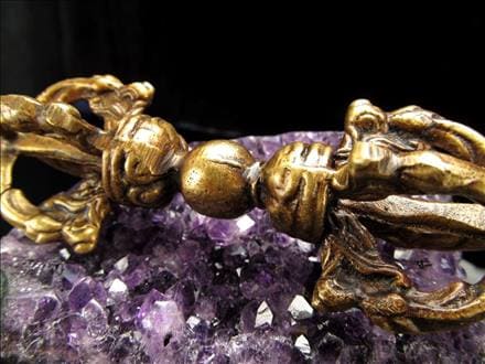 ヴァジュラ 金剛杵 古代チベット 密教法具 ヴィンテージ調 真鍮製