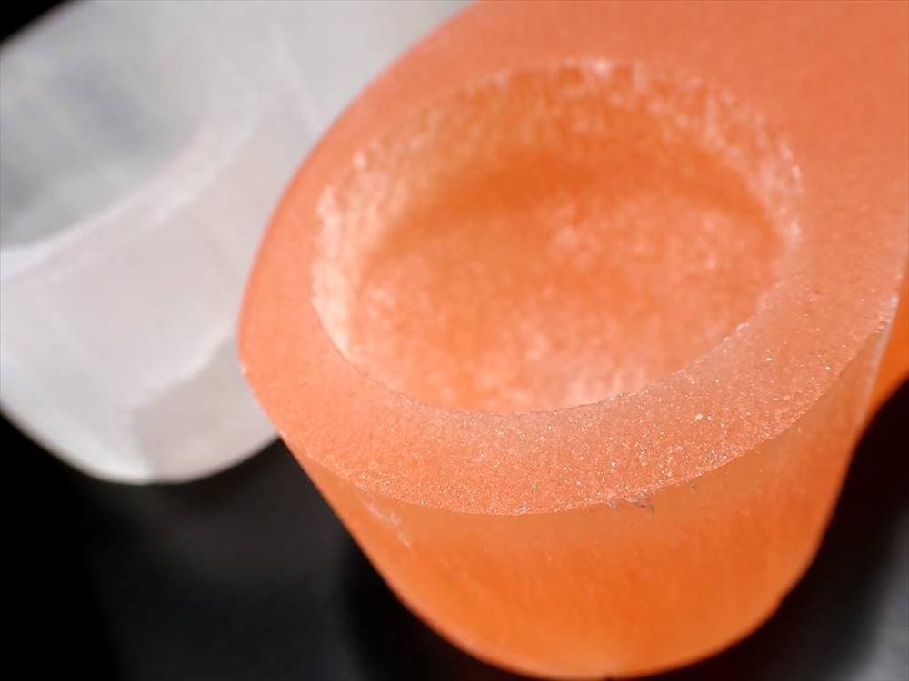 セレナイト ジプサム キャンドルホルダー 陰陽 太極図