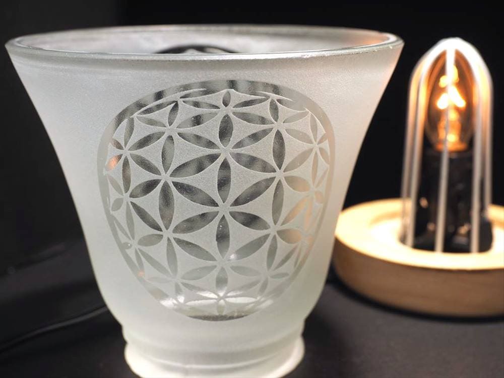 テーブルランプ ライト フラワーオブライフ インテリア ガラスランプ